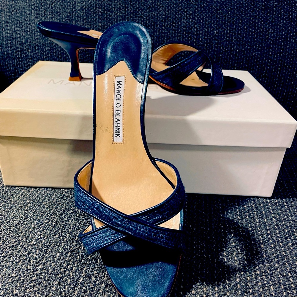 Manolo Blahnik kitten heel slides
